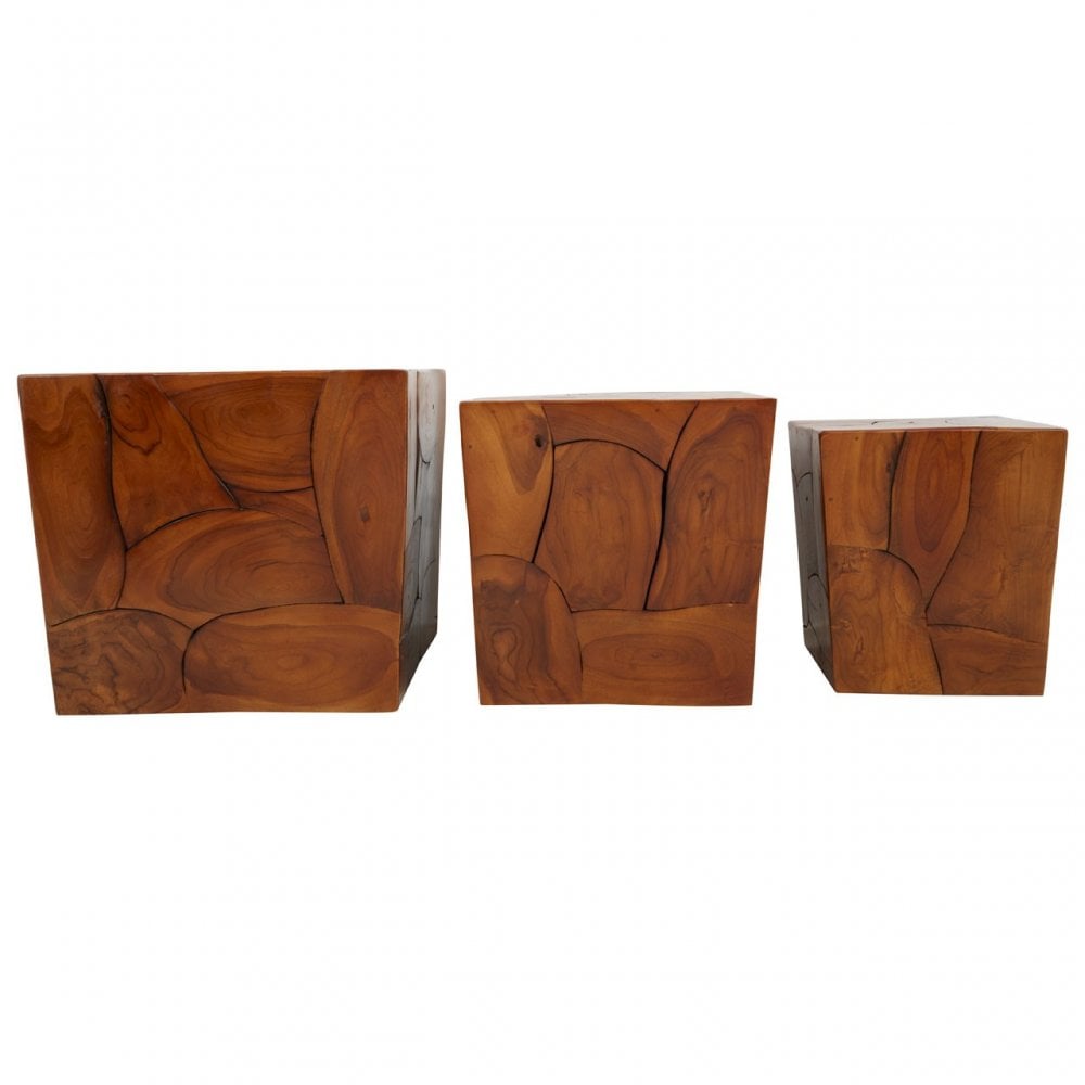 Surat Set Of 3 Teak Root Stools Brown