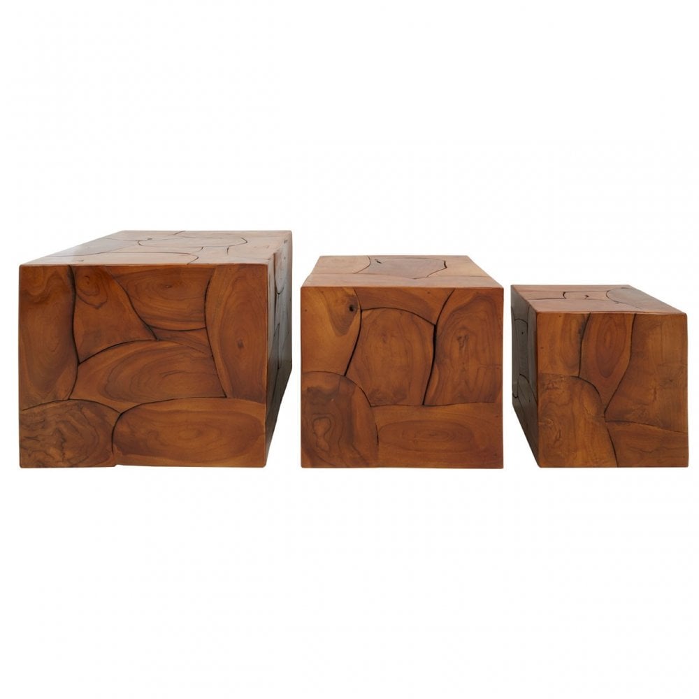 Surat Set Of 3 Teak Root Stools Brown