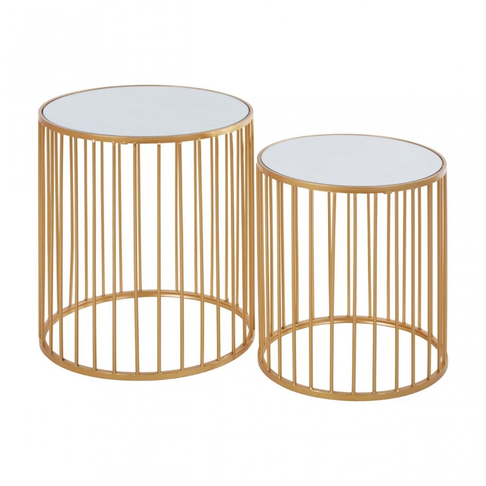 Anvil Nest of 2 Round Side Tables Gold