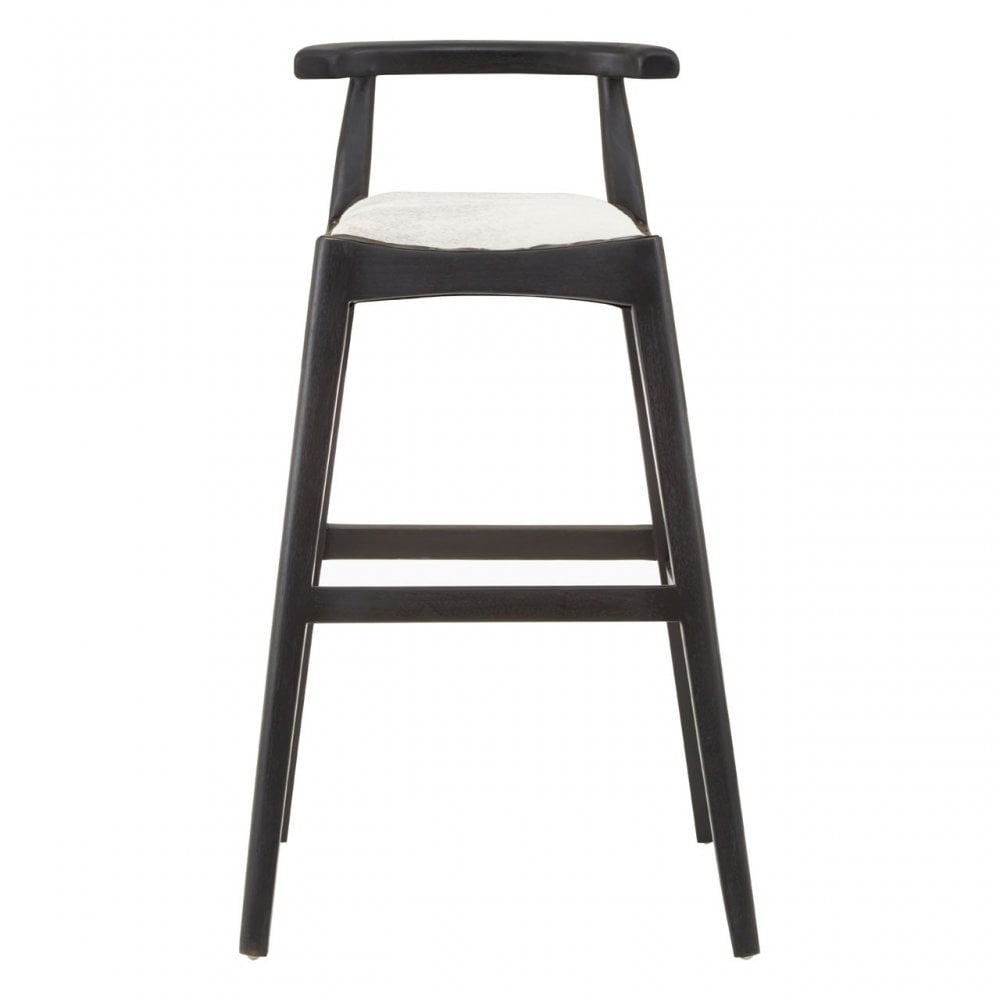 Kourtnai White Leather Bar Stool Black