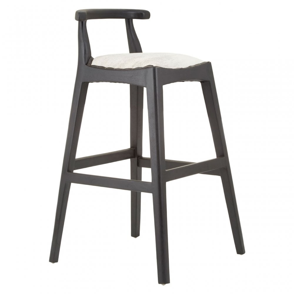 Kourtnai White Leather Bar Stool Black