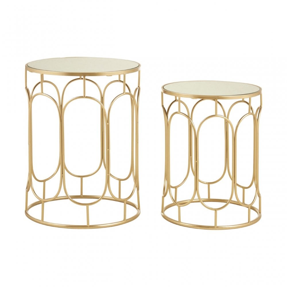 Anvil Set of 2 Champagne Metal Side Tables Champagne