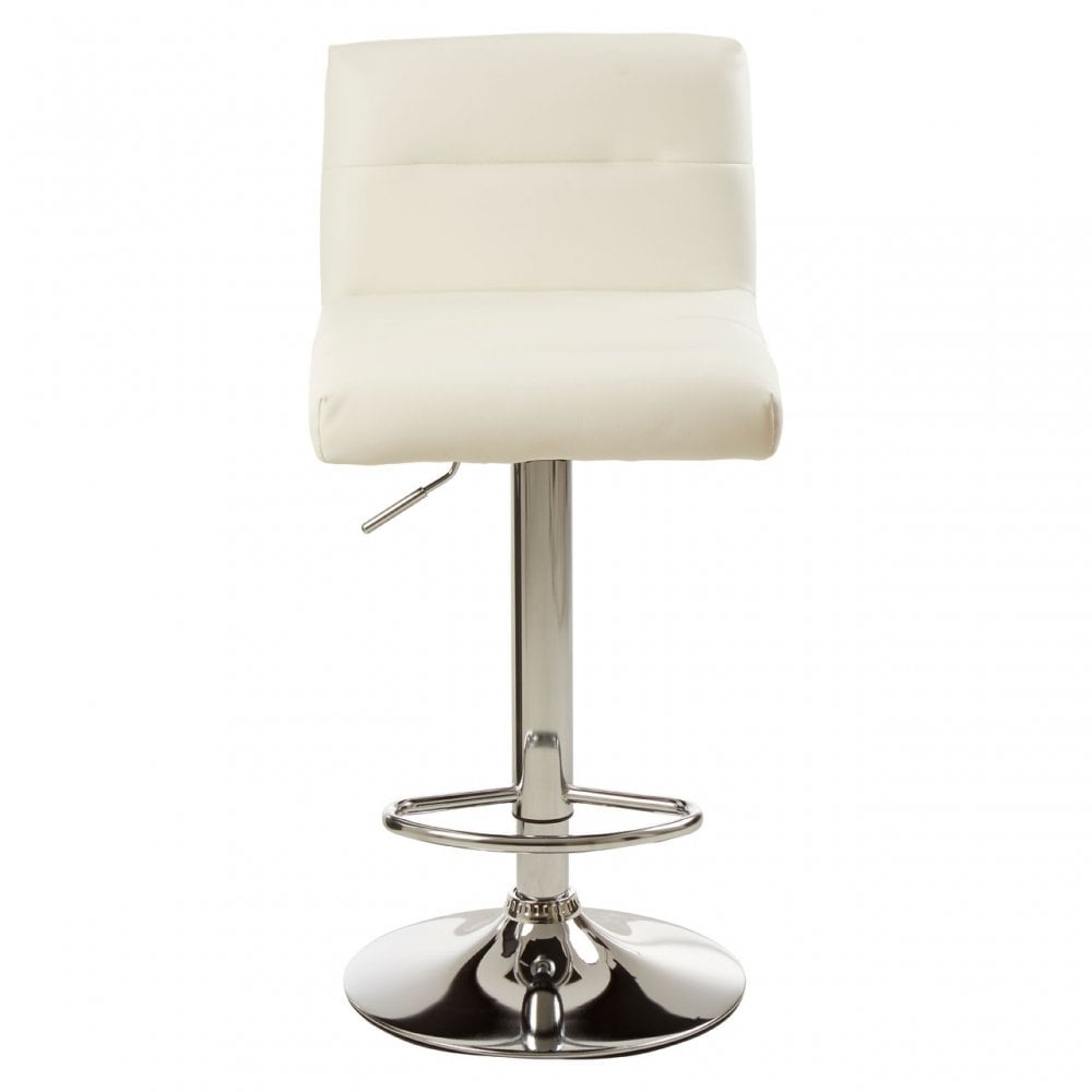 Baina White Seat Bar Stool with Chrome Base White