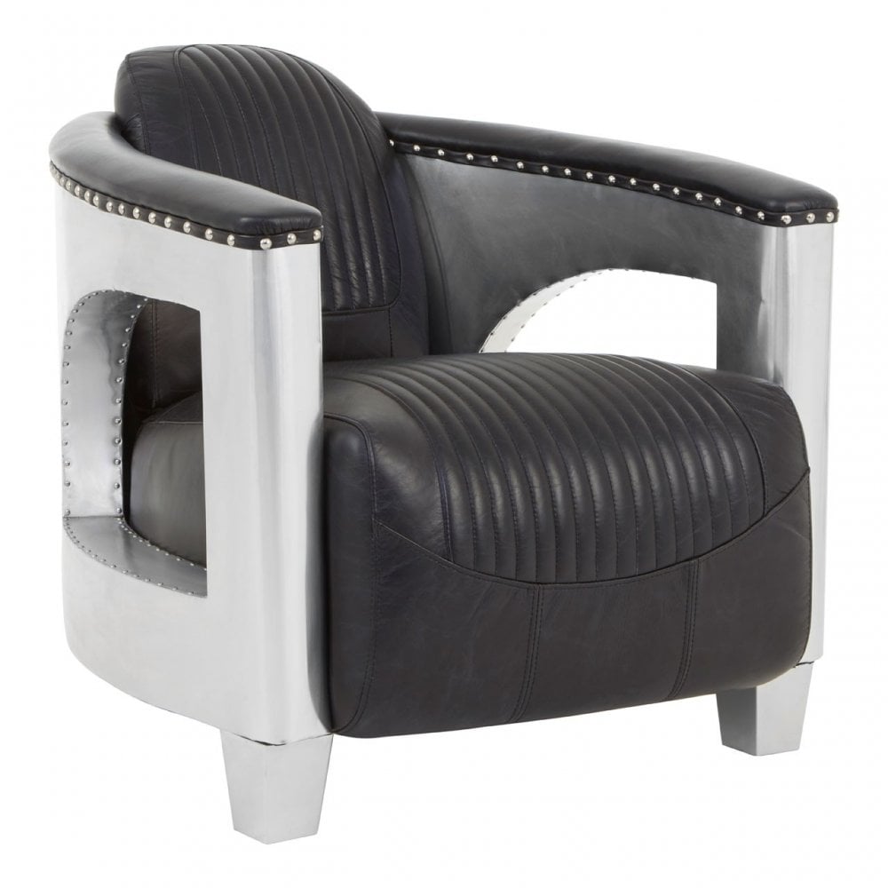 Venne Black Leather Sofa Chair Black