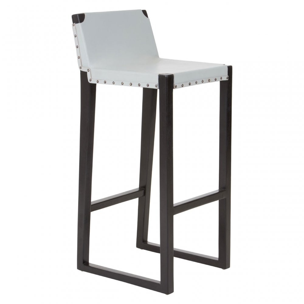 Kourtnai Grey Leather Bar Stool Grey