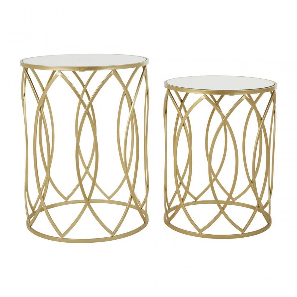 Anvil Set of 2 Champagne Finish Side Tables Champagne