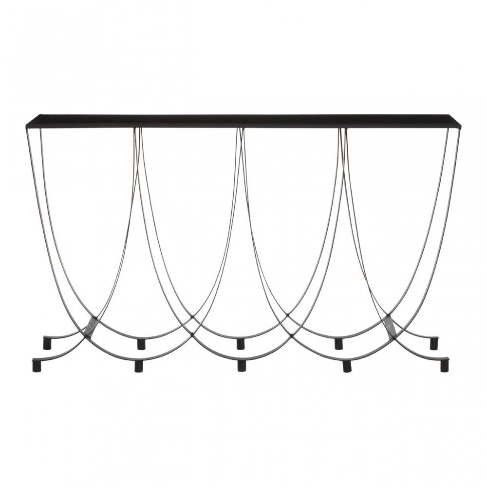 Duchess Console Table with Black Glass Top Black