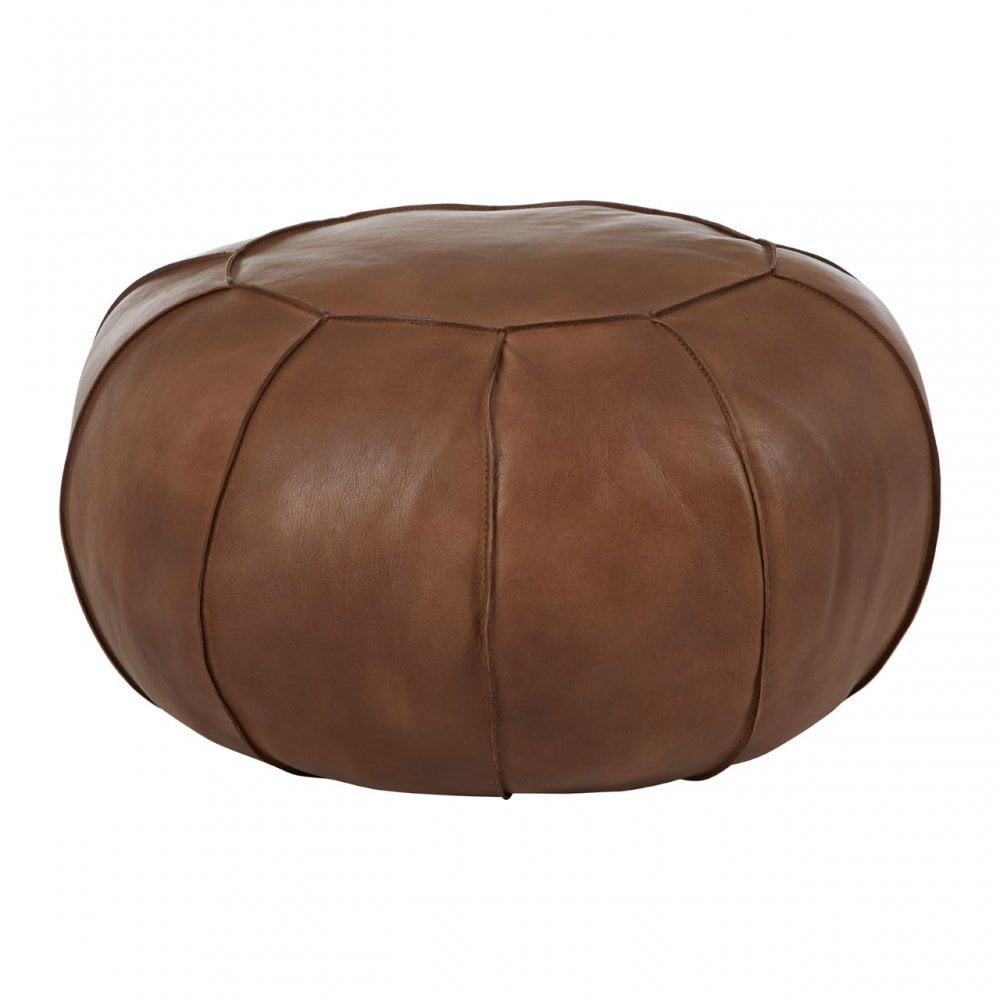 Longhorn Longhorn Buffalo Brown Leather Pouffe Brown