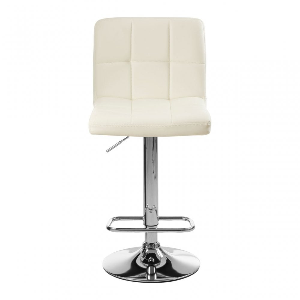 Baina White Quilted Chrome Base Bar Stool