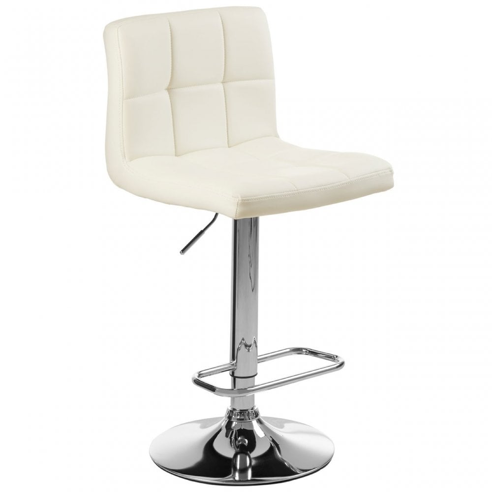 Baina White Quilted Chrome Base Bar Stool