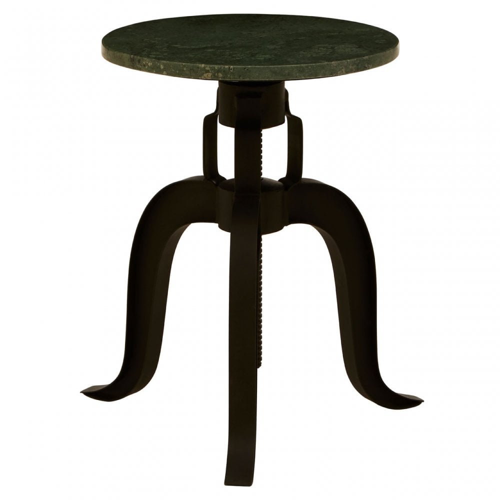 Vasco 3 Leg Bar Stool with Green Marble Top Black