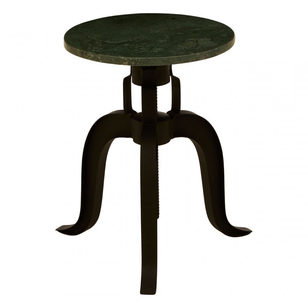 Vasco 3 Leg Bar Stool with Green Marble Top Black