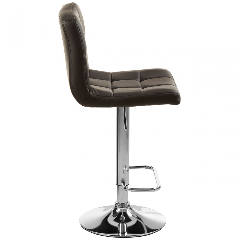 Baina Quilted Bar Stool with Chrome Base Black