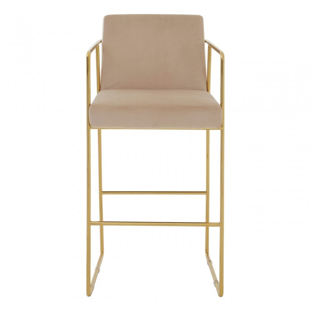 Brookwood Mink Velvet and Gold Bar Stool Beige