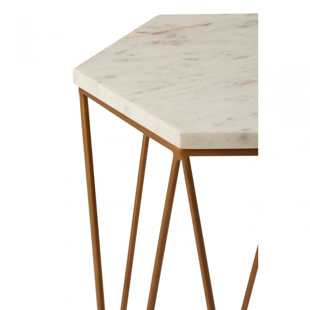 Gianna Hexagonal Side Table White Marble Effect