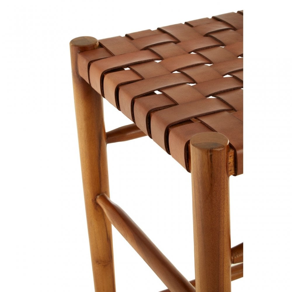 Kourtnai Brown Woven Leather Stool Brown