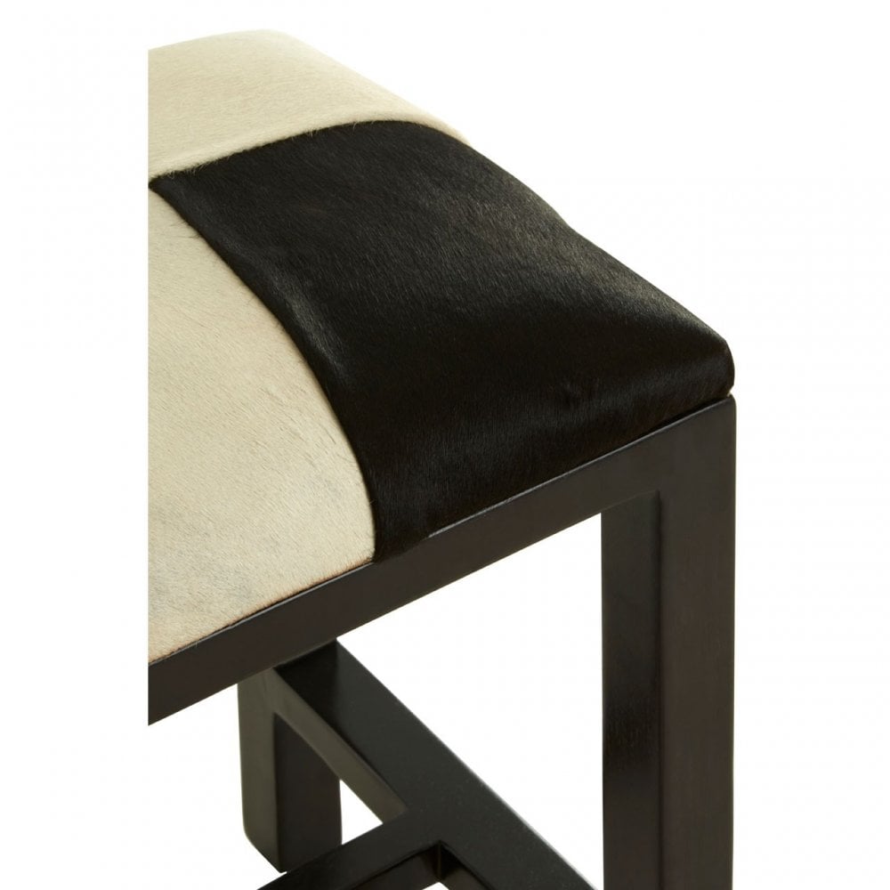 Kourtnai Black And White Leather Iron Stool Assorted