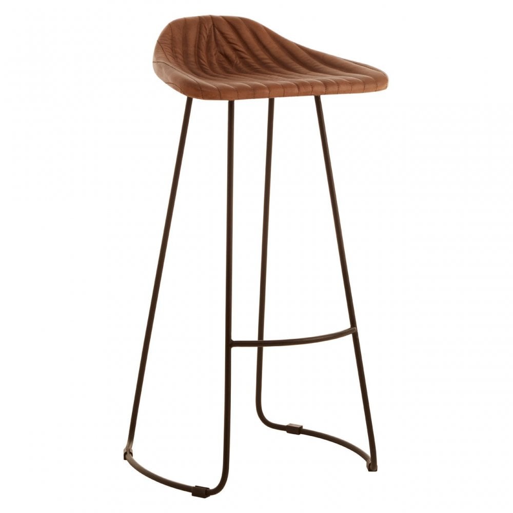 Longhorn Longhorn Buffalo Brown Leather and Iron Sled Base Stool Brown