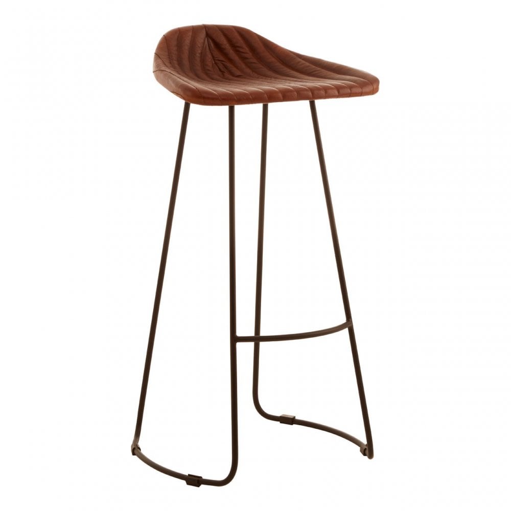 Longhorn Longhorn Buffalo Tan Leather and Iron Sled Base Stool Brown