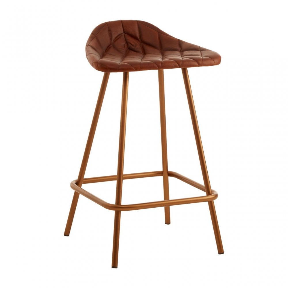 Longhorn Longhorn Buffalo Tan Leather / Iron Cubic Base Stool Brown