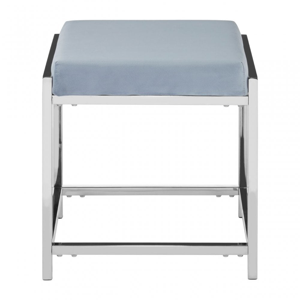 Matayo Powder Blue Velvet / Silver Stool Blue