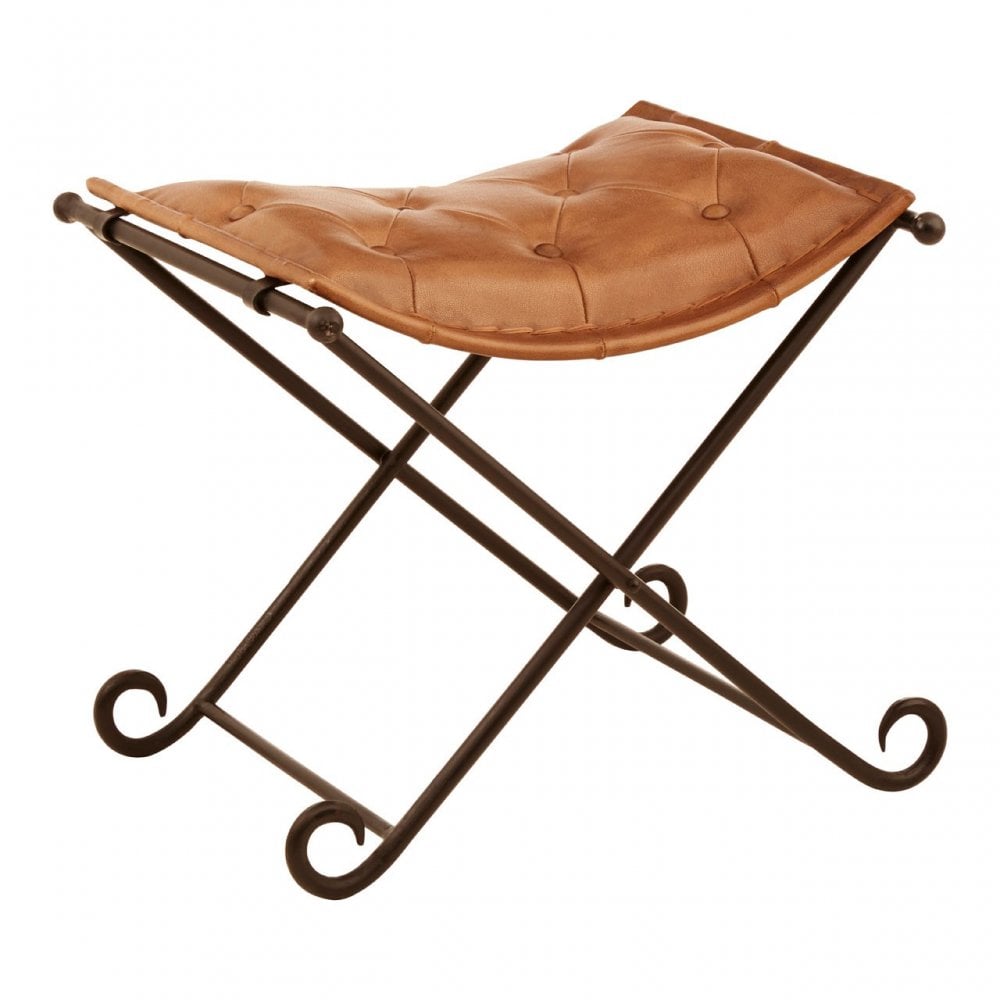 Longhorn Longhorn Buffalo Brown Leather Folding Stool Brown