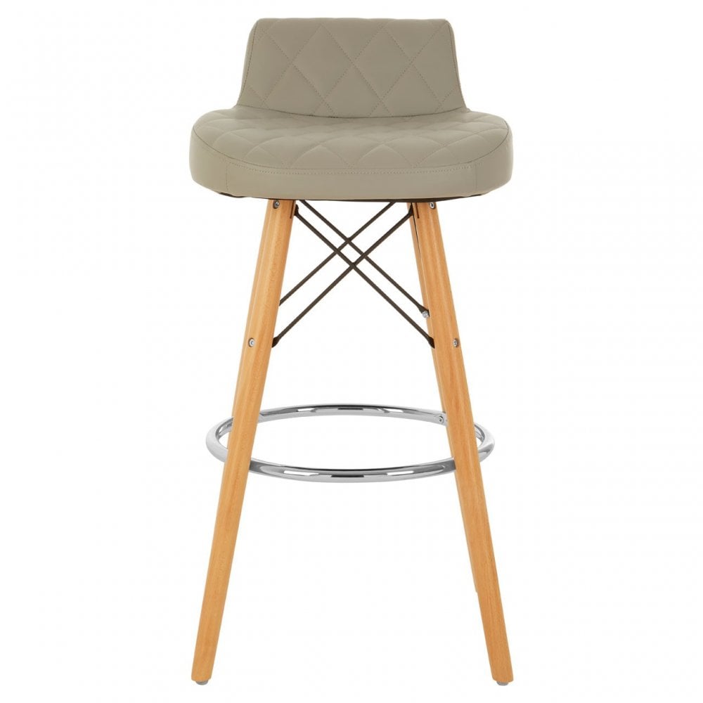 Jersey Grey Leather Effect Seat Bar Stool Grey