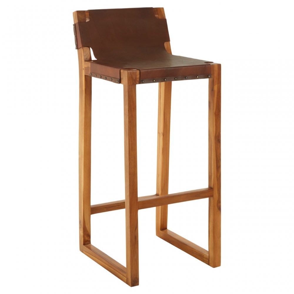 Kourtnai Teak Wood Bar Stool Brown