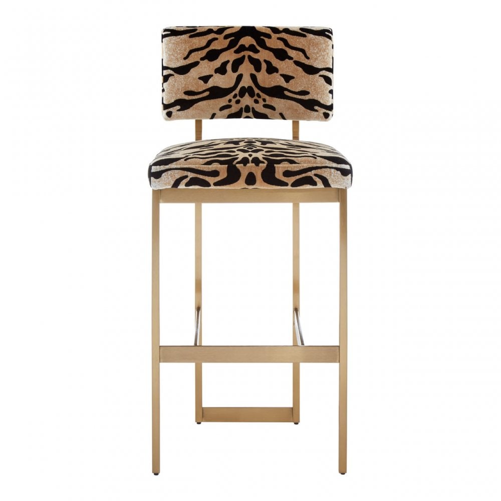 Hatton Tiger Print Bar Stool Gold