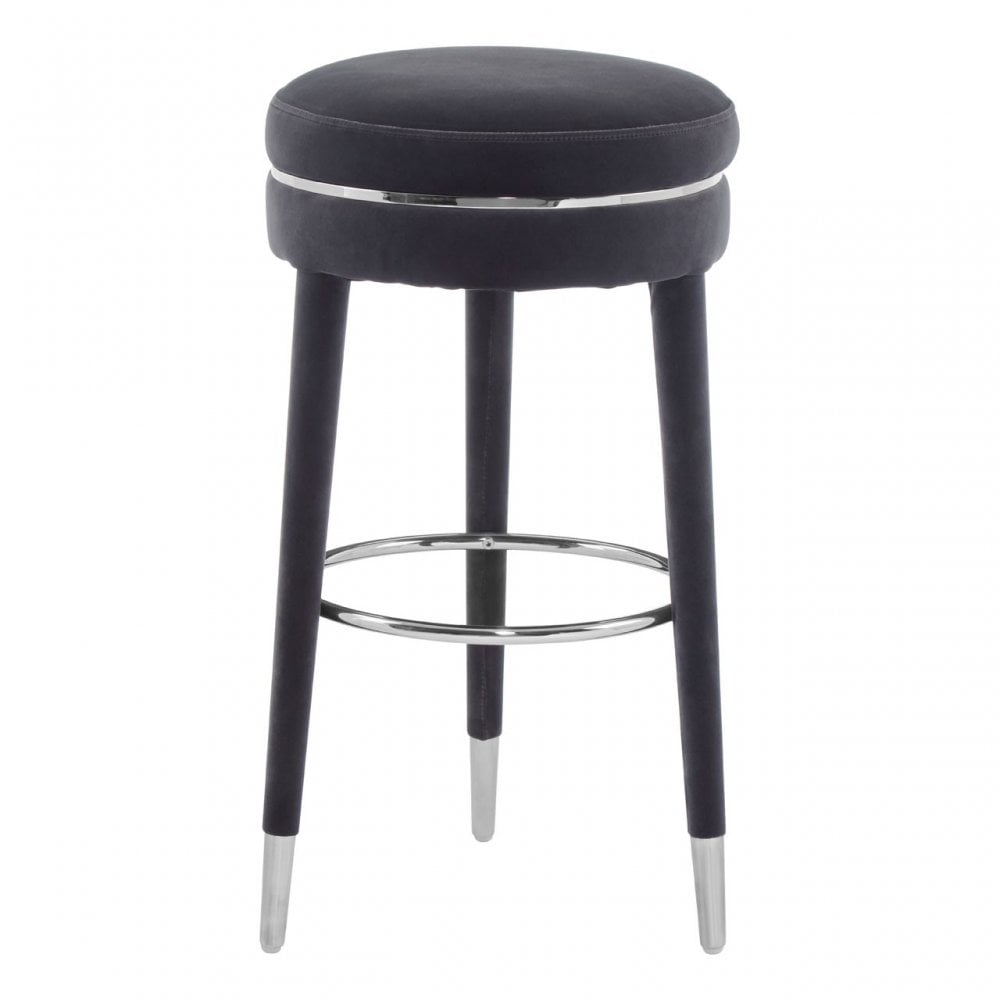 Hatton Grey Velvet Bar Stool Grey