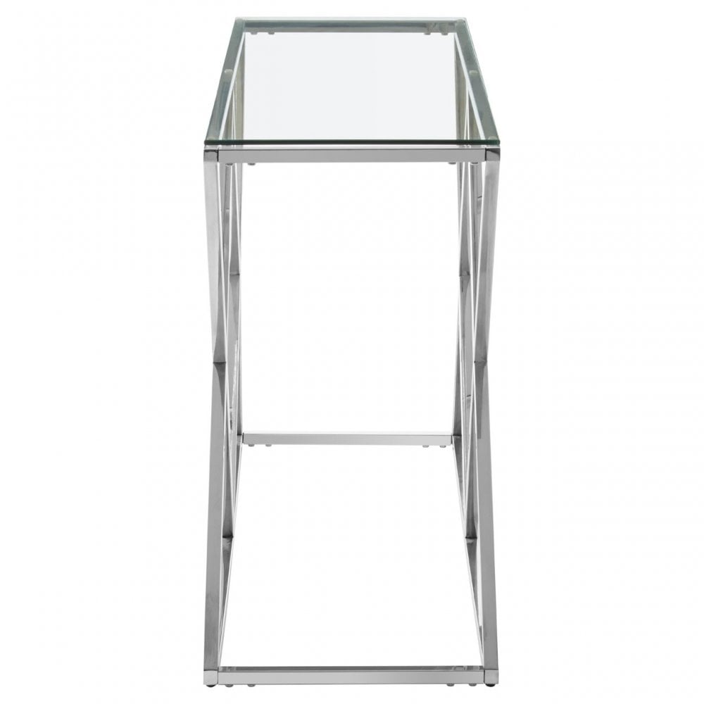 Matayo Inverted Triangles Base Console Table Silver