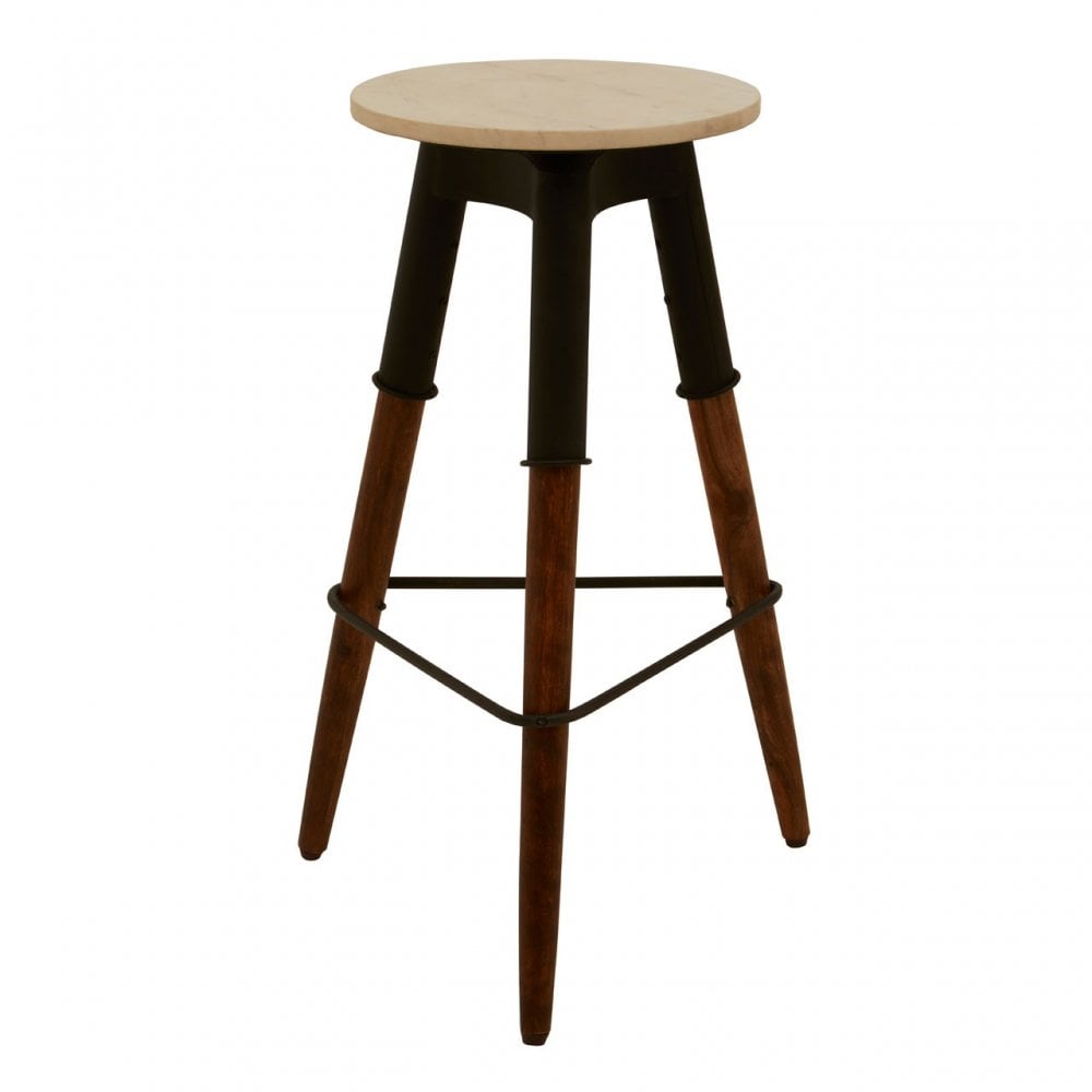 Vasco 3 Leg Bar Stool with Wood Top Black