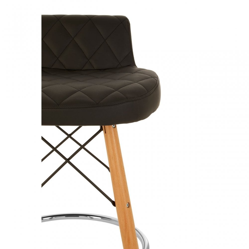 Jersey Black Leather Effect Seat Bar Stool Brown