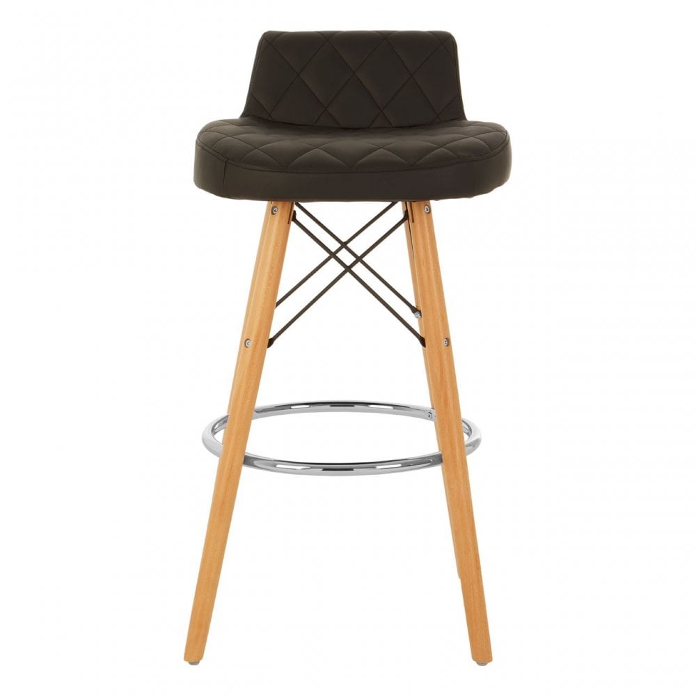 Jersey Black Leather Effect Seat Bar Stool Brown