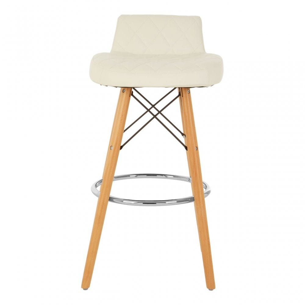 Jersey White Leather Effect Seat Bar Stool White