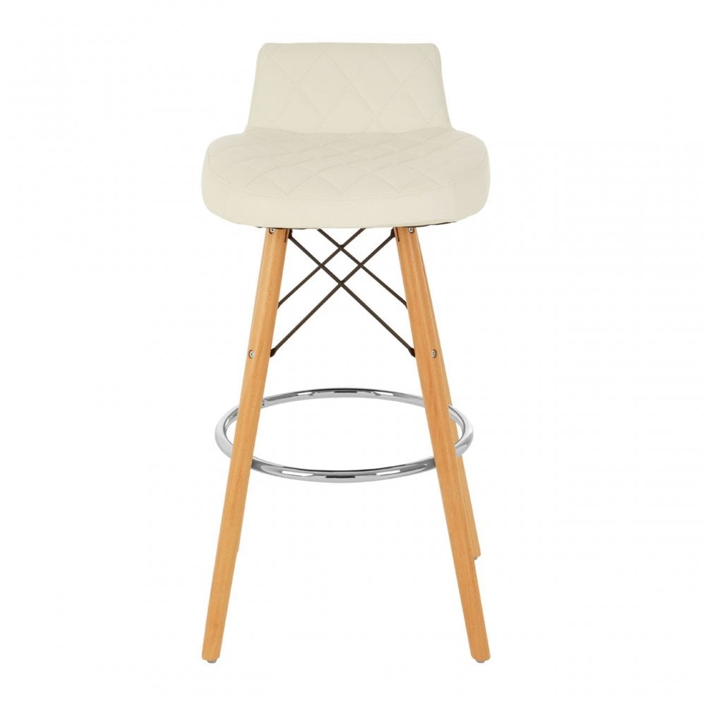 Jersey White Leather Effect Seat Bar Stool White