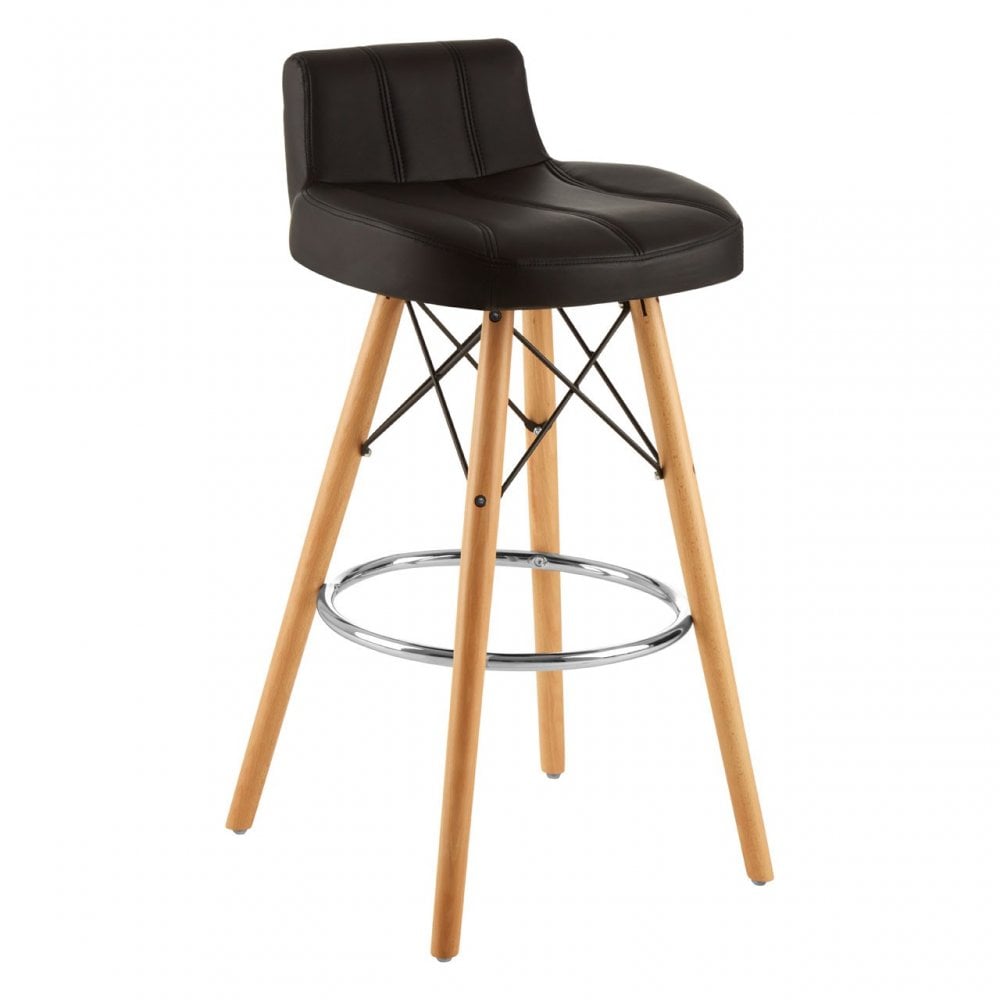 Jersey Black Leather Effect Bar Stool Black