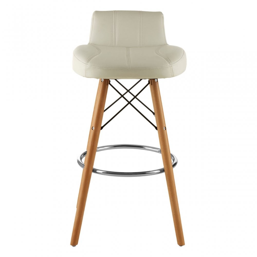 Jersey White Leather Effect Bar Stool White