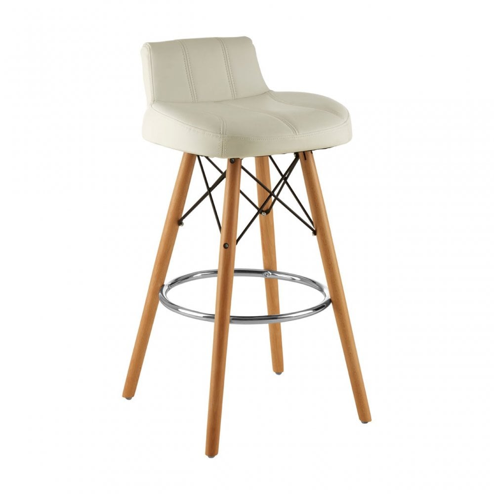 Jersey White Leather Effect Bar Stool White