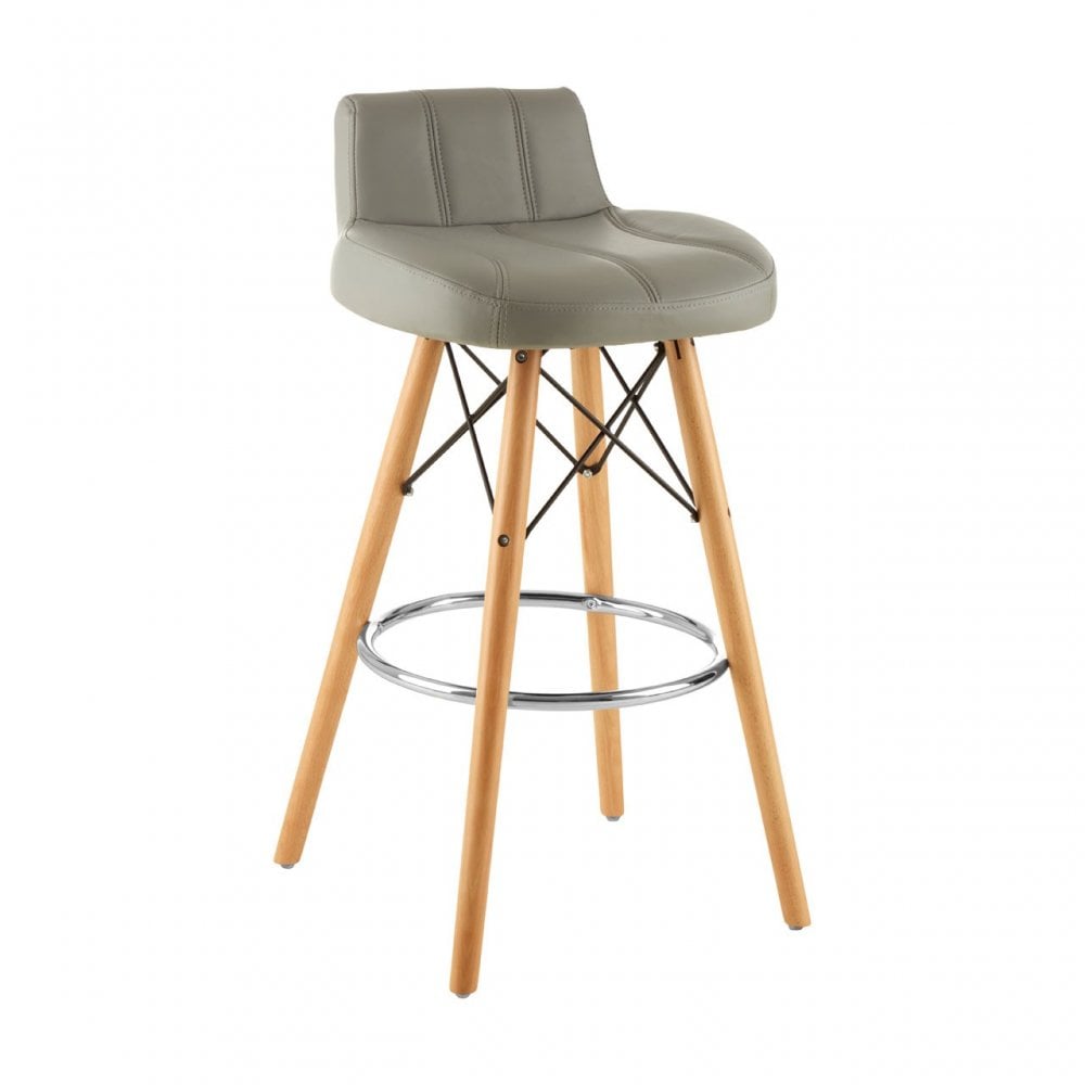 Jersey Grey Leather Effect Bar Stool Grey