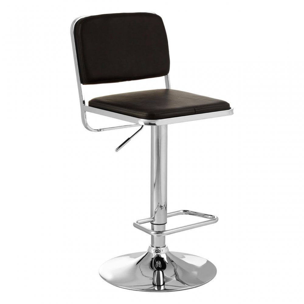 Stockholm Black Seat / Chrome Base Bar Stool Black