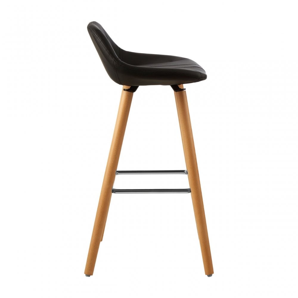 Stockholm Black Faux Leather Bar Stool Black