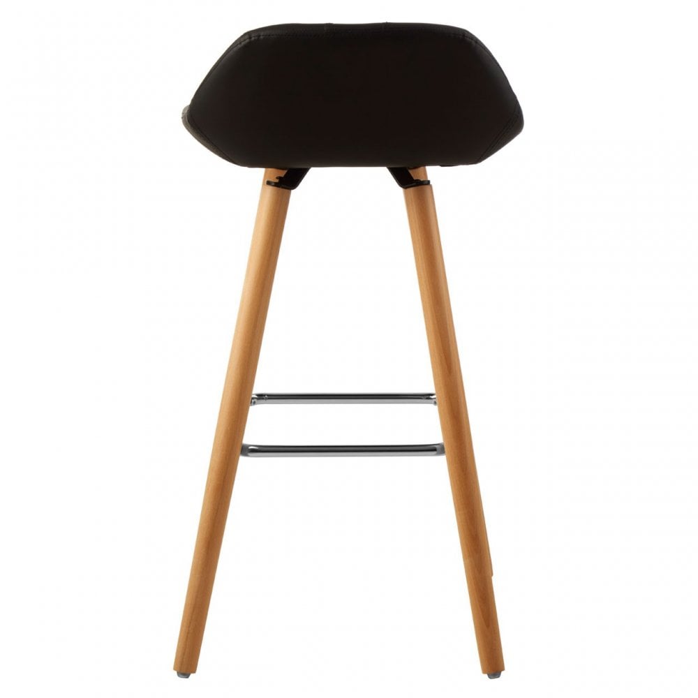 Stockholm Black Faux Leather Bar Stool Black