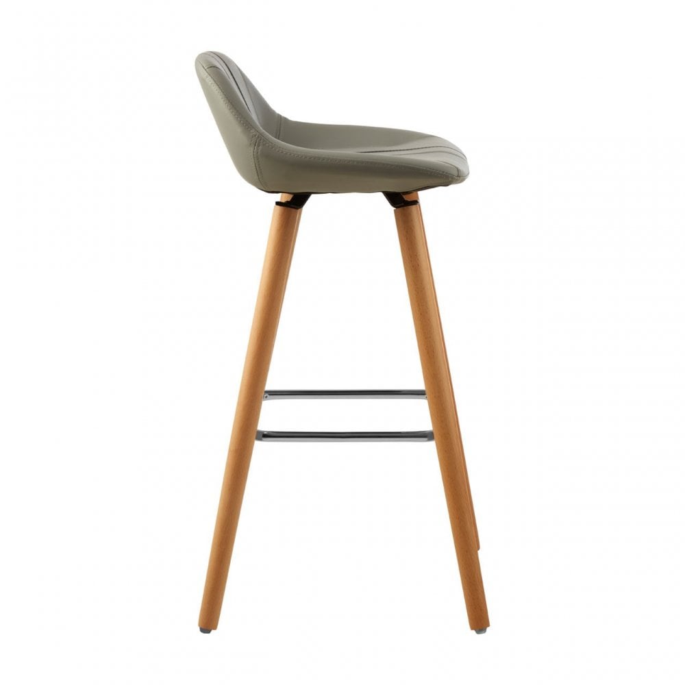 Stockholm Grey Seat / Beechwood Legs Bar Stool Grey