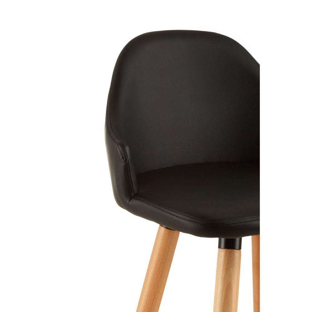 Stockholm Black Curved Backrest Bar Stool Black