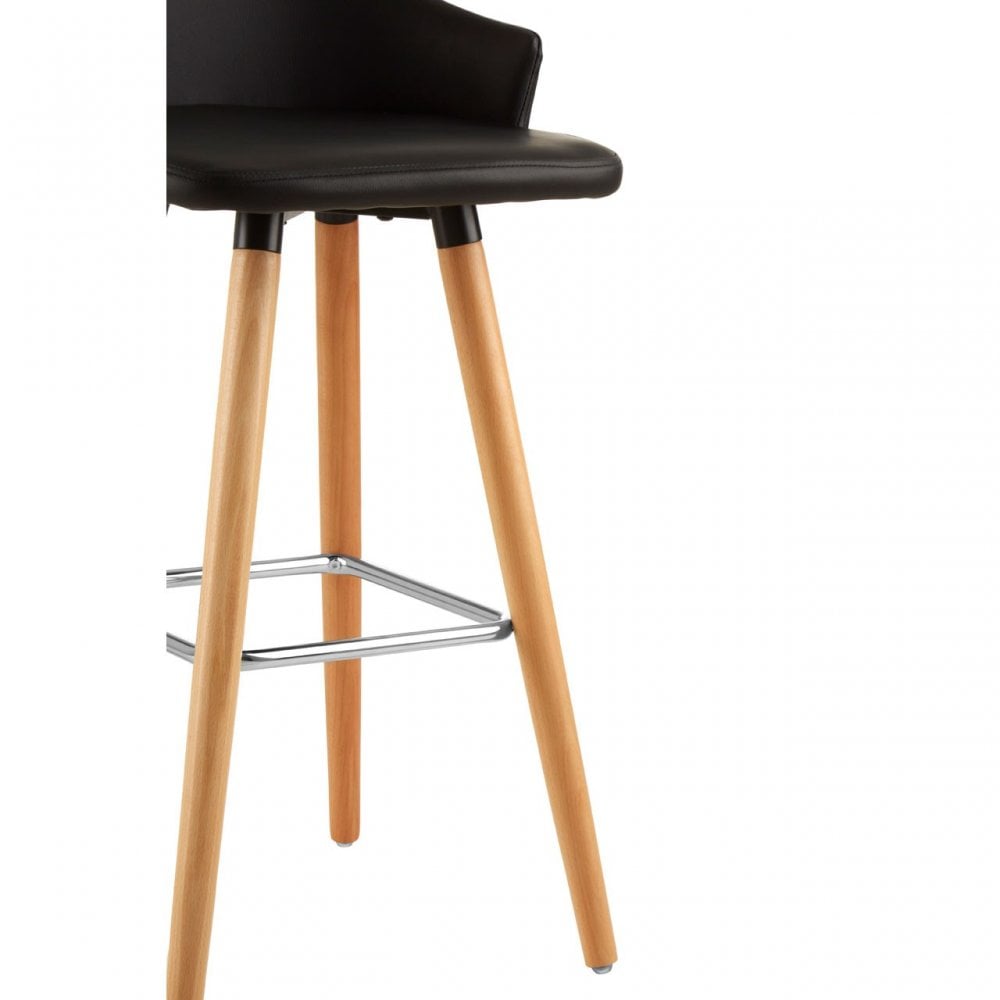 Stockholm Black Curved Backrest Bar Stool Black