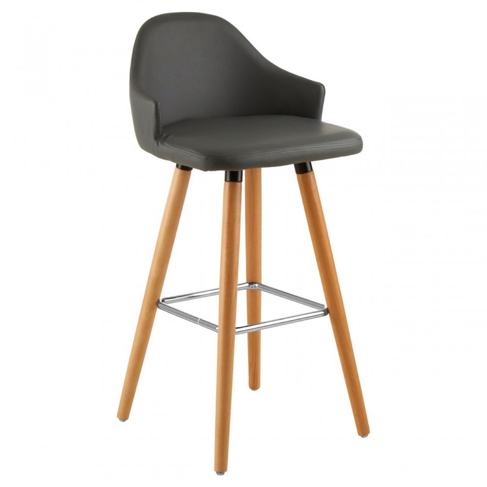 Stockholm Grey Faux Leather Bar Stool Grey