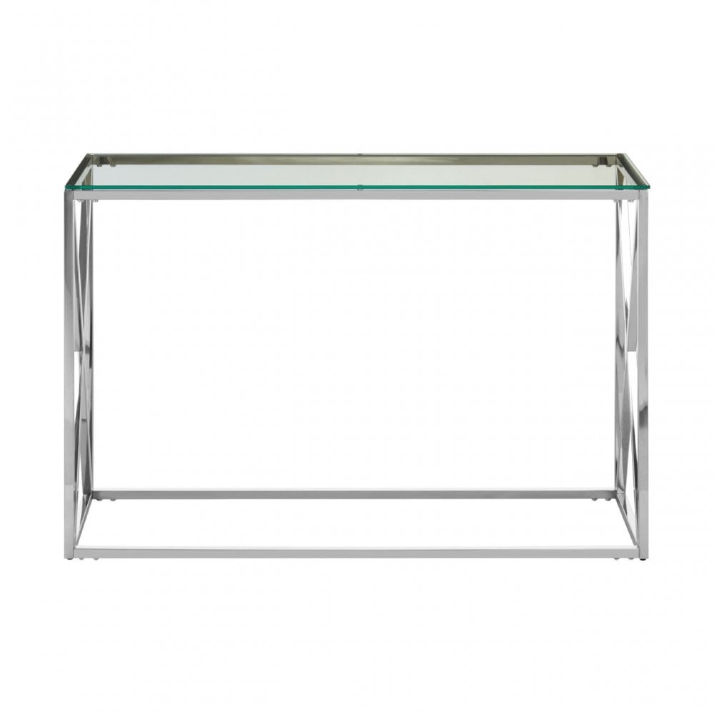 Matayo Silver Cross Design Console Table Silver