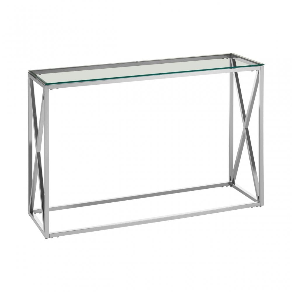 Matayo Silver Cross Design Console Table Silver