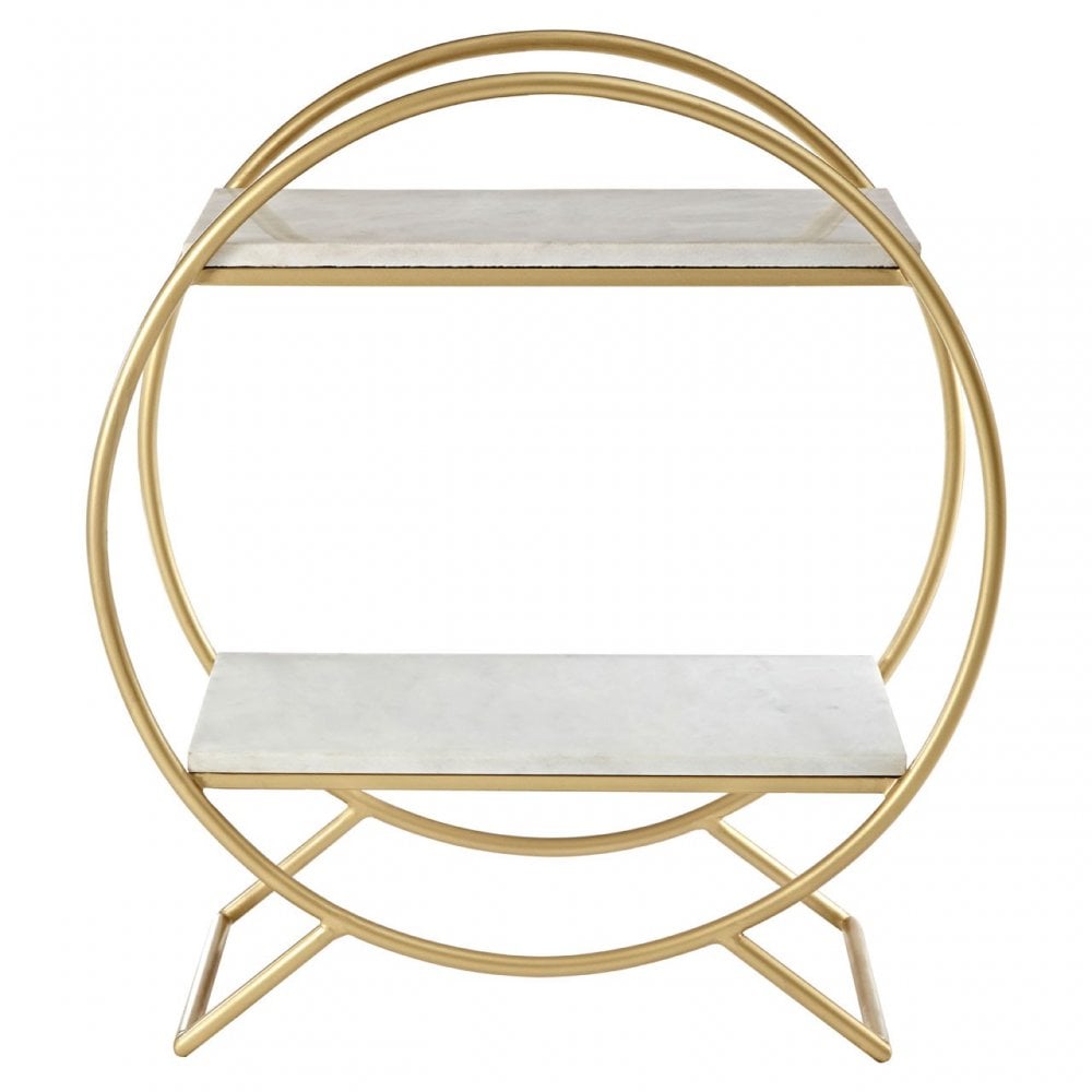 Nirav Modern Gold & White Marble Gin Bar Trolley